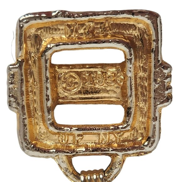 Vintage 1986 MZA of NY Gold Metal Statement Belt 37-3/4" L x 1-1/2" W - Picture 9 of 15